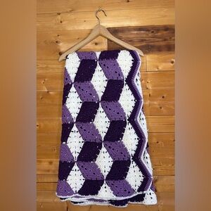 HAND CRAFTED Knit Geometric Afghan